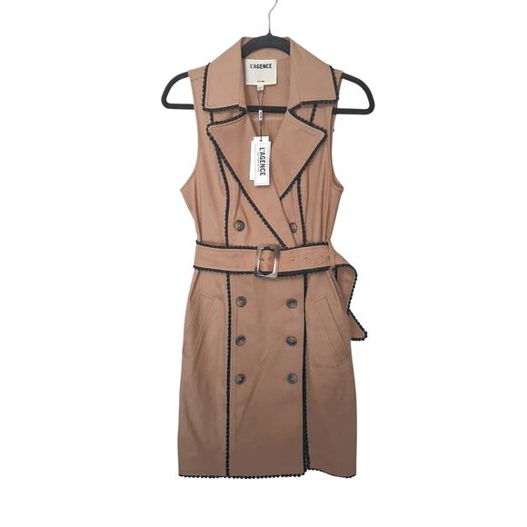 L'AGENCE Dresses & Skirts - NWT L'AGENCE Camel Tan Double-Breasted Belted Dress Vest Women's Size 4